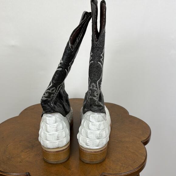 Rebelde Black White Alligator Western Boots Caiman Skin Mens 11.5 Mexico main image 8